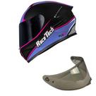Capacete Race Tech Hit Plus Preto e Roxo Mais Viseira Fumê