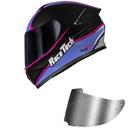 Capacete Race Tech Hit Plus Preto e Roxo Mais Viseira Prata