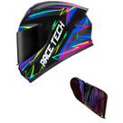Capacete Race Tech Hit Spark Preto e Cinza Mais Viseira Camaleão Vermelha Tamanho:62
