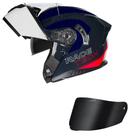 Capacete Race Tech Signal Active Branco Azul e Vermelho Mais Viseira Fumê Tamanho:56