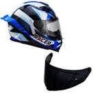 Capacete Racer1 Rc1 Icone Branco Preto Azul Mais Viseira Rc1 Fume
