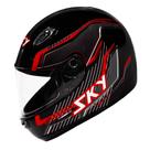 Capacete Sky Gamma Preto Brilho Transf Cinza/vermelho 58 Capacete Sky Gamma Preto Brilho Transf Cinza/vermelho 58