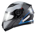 Capacete Texx Esc Gladiator V3 Makan Cinza/Azul Brilho