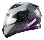 Capacete Texx Esc Gladiator V3 Makan Cinza/Rosa Brilho