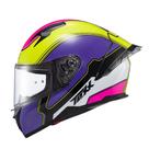 Capacete Texx Fecha Raptor Hornet Verd Rox Branc Ros Bril 62 F016