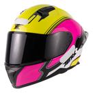 Capacete Texx Raptor Hornet Branco Rosa 2 Viseiras + Spoiler Aerofólio