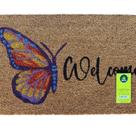 Capacho de Fibra de Coco Pvc Pintado Welcome Borboleta 40cm X 60cm