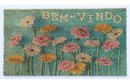 Capacho De Porta Fibra De Coco Flores 60X33Cm - Uzoo