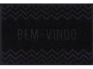 Capacho De Porta Vinílico Zig Zag Preto 60X40Cm - Uzoo