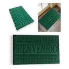 Capacho Emborrachado Aveludado Verde Bem-Vindo para Entrada de Portas de Loja, Apartamento e Casa
