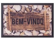 Capacho Fenice Estampado Pedras/Madeira Marrom 59X39Cm - Uzoo Capacho Fenice Estampado Pedras/Madeira Marrom 59X39Cm - Uzoo