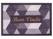 Capacho Fenice Estampado Triângulos Preto 59X39Cm - Uzoo