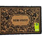 Capacho Fibra Coco Pvc Pintado Welcome Flores Preto 40cm X 60cm