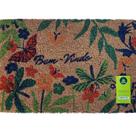 Capacho Fibra Coco Pvc Pintado Welcome Folhas 02 40cm X 60cm