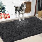 Capacho IM HOME Absorvente de Chenille ao ar livre 90x60cm Cinza escuro