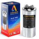 Capacitor Canamax Premium 40uF 370-440VAC com início de operação redonda