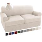 Capas, almofada em T turquesa, sofá Loveseat, 2 lugares, marfim