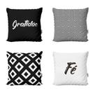 Capas Almofadas Decorativas Preto e Branco Gratidão e Fé Para Sofá 40x40 - Novadecora