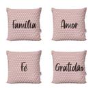 Capas Almofadas Decorativas Rosa Família, Amor, Fé e Gratidão Para Sofá 40x40 - Novadecora