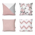 Capas Almofadas Geométricas Decorativas Rosa e Preto Para Sofá 40x40 - Novadecora Capas Almofadas Geométricas Decorativas Rosa e Preto Para Sofá 40x40 - Novadecora