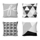 Capas Almofadas Geométricas Preto e Branco Decorativas Fé Para Sofá 40x40 - Novadecora Capas Almofadas Geométricas Preto e Branco Decorativas Fé Para Sofá 40x40 - Novadecora