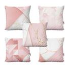 Capas Almofadas Rosa Marmorizado Geométricas Decorativas Para Sofá 40x40 - Novadecora