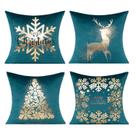 Capas de almofada All Smiles Teal Gold Christmas 45x45cm