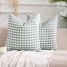 Capas de almofada CARRIE HOME Farmhouse Sage Green Gingham Capas de almofada CARRIE HOME Farmhouse Sage Green Gingham