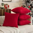 Capas de almofada decorativas MIULEE, 51 x 51 cm, veludo cotelê vermelho, pacote com 4