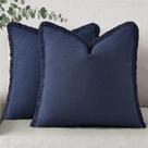 Capas de almofada DecoruHome Summer Linen Fringe azul marinho Capas de almofada DecoruHome Summer Linen Fringe azul marinho