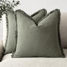 Capas de almofada Findtower Decorative Linen Fringe x2