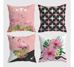 Capas De Almofada Geométrica Tropical Rosa E Preto 40x40cm Capas De Almofada Geométrica Tropical Rosa E Preto 40x40cm