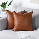 Capas de almofada MANDIOO Faux Leather 60x60cm, marrom, conjunto de 2