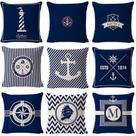 Capas de almofada Marine Anchor, 9 peças, 45 x 45 cm, linho, poliéster