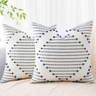 Capas de almofada Mecatny Boho Navy/Cream White 50 x 50 cm, 2 unidades