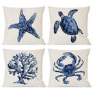 Capas de almofada PANDICORN Sea Life Coastal 45x45cm, conjunto de 4