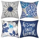 Capas de almofada RYSMIYOU Blue Linen 45x45cm Conjunto de 4