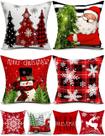 Capas de almofada TOYPOPOR Christmas 40x40cm Conjunto de 4 peças de linho