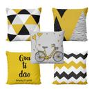 Capas de Almofadas Amarelas e Pretas Decorativas Geométricas Gratidão Bike 40x40 - Novadecora Capas de Almofadas Amarelas e Pretas Decorativas Geométricas Gratidão Bike 40x40 - Novadecora