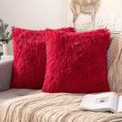 Capas de almofadas decorativas ANRODUO Red Faux Fur 45x45 cm, 2 unidades