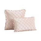 Capas De Almofadas Decorativas Em Veludo Xadrez Sólido Boho Farmhouse Com Pompons 30x50cm 45x45cm