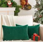 Capas de almofadas decorativas GrinEed 30x50 cm, verde veludo, pacote com 2
