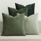 Capas de almofadas decorativas MIULEE 46x46 cm em chenille verde, pacote com 4