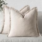 Capas de almofadas decorativas MIULEE 65x65 cm, conjunto de franjas de linho 2