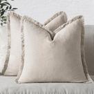 Capas de almofadas decorativas MIULEE, pacote com 2 franjas de linho de 36 x 14 polegadas