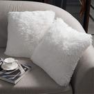 Capas de almofadas NorDeco HOME Luxury Faux Fur 45x45cm brancas