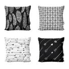 Capas de Almofadas Preto e Branco Decorativas Feather Arrows Para Sofá 40x40 - Novadecora