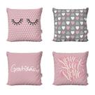Capas de Almofadas Rosa Decorativas e Geométricas Home Sweet Home Para Sofá 40x40 - Novadecora
