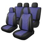 Capas de assento de carro CAROMOP Luxury Faux Leather Blue Conjunto de 5 assentos