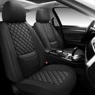 Capas de assento de carro de couro NS YOLO com cobertura total, capas de assento impermeáveis para carros, SUVs, caminhonetes, almofada de assento de carro, protetor de assento de carro, capa de banco dianteiro, capa de assento preta com 2 assentos Capas de assento de carro de couro NS YOLO com cobertura total, capas de assento impermeáveis para carros, SUVs, caminhonetes, almofada de assento de carro, protetor de assento de carro, capa de banco dianteiro, capa de assento preta com 2 assentos